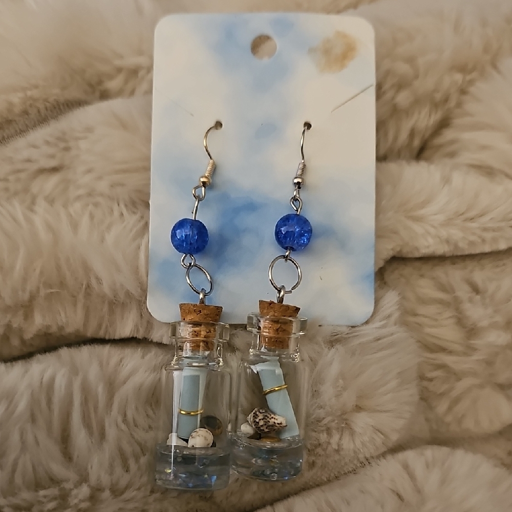 Blue and Silver Bottle Earrings